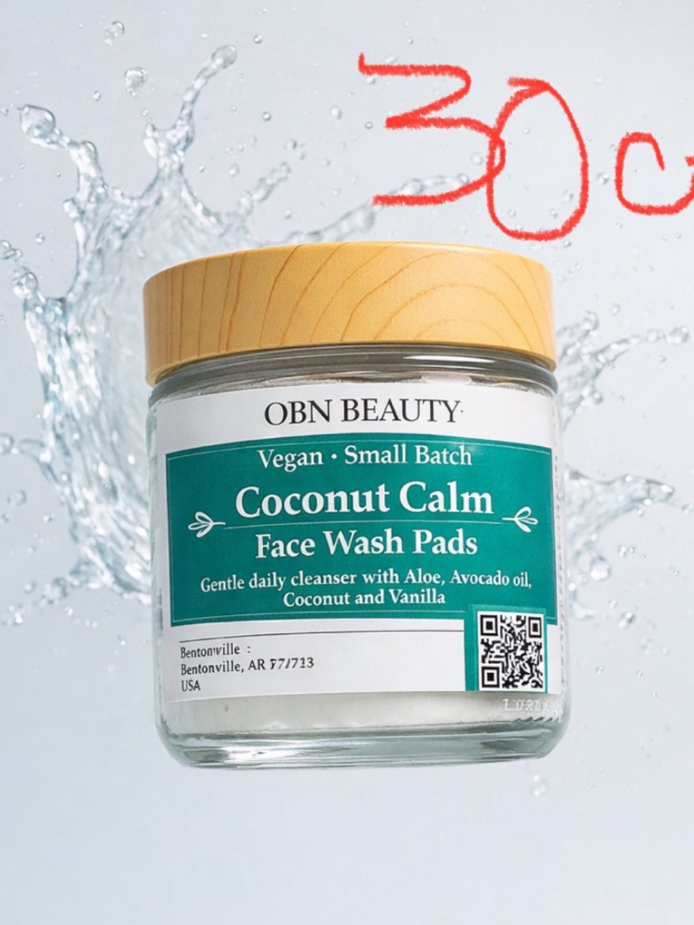 OBN BEAUTY Coconut Calm Face Wash Pads - 30 ct